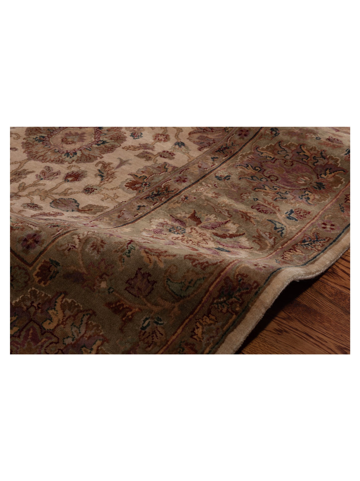 Corvella Beige Green 8x10 Hand Knotted Rug