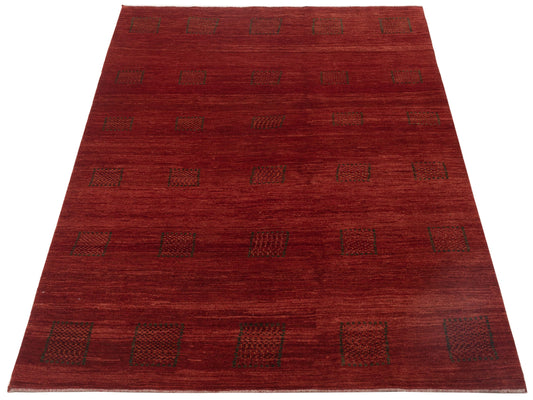 Modern Gabbeh Red 5.5x7.5 Hand Knotted Rugs