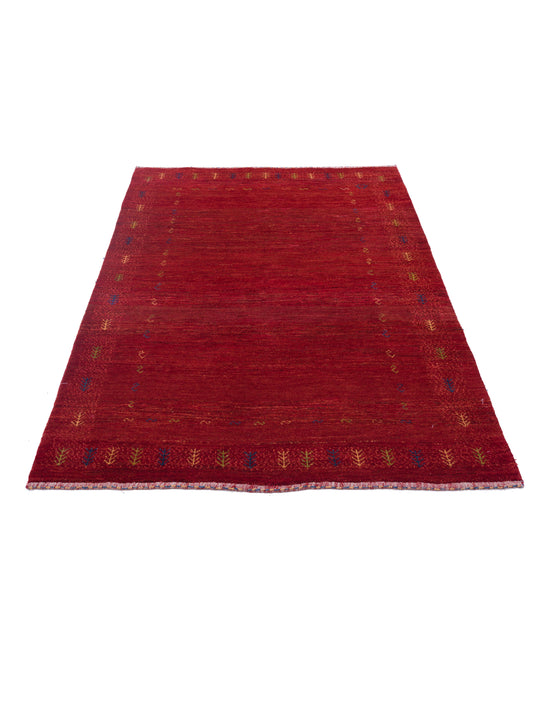 Modern Gabbeh Red 4.1x6 Hand Knotted Rugs