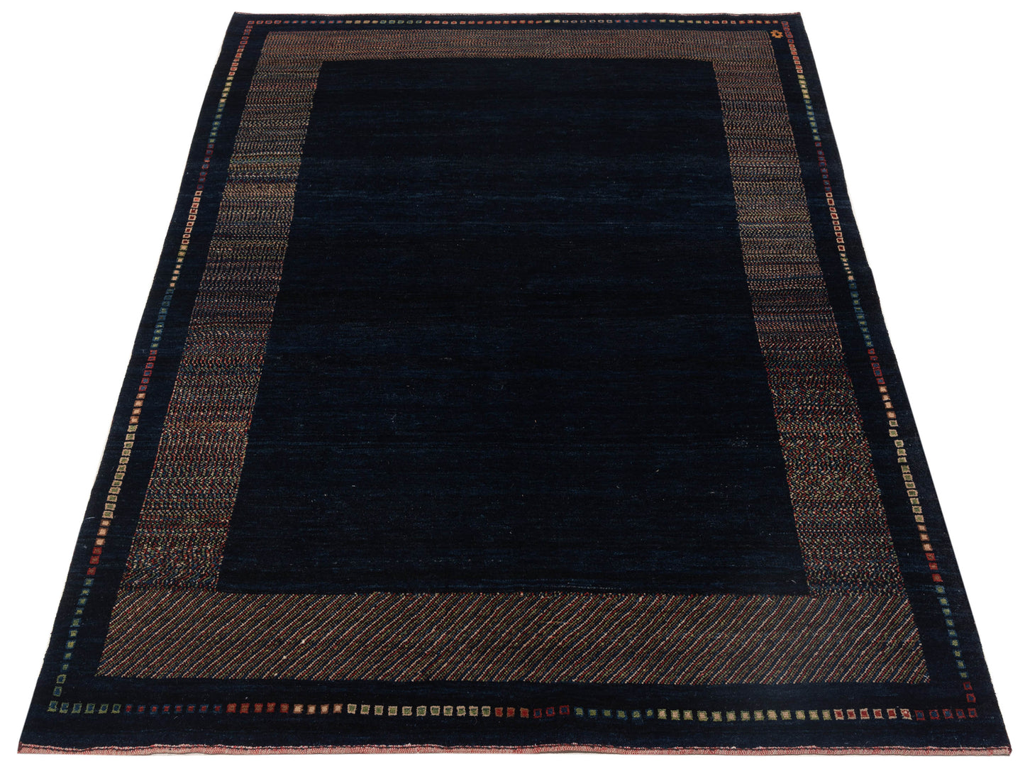 Modern Gabbeh Blue Blue 6.6x7.10 Hand Knotted Rugs