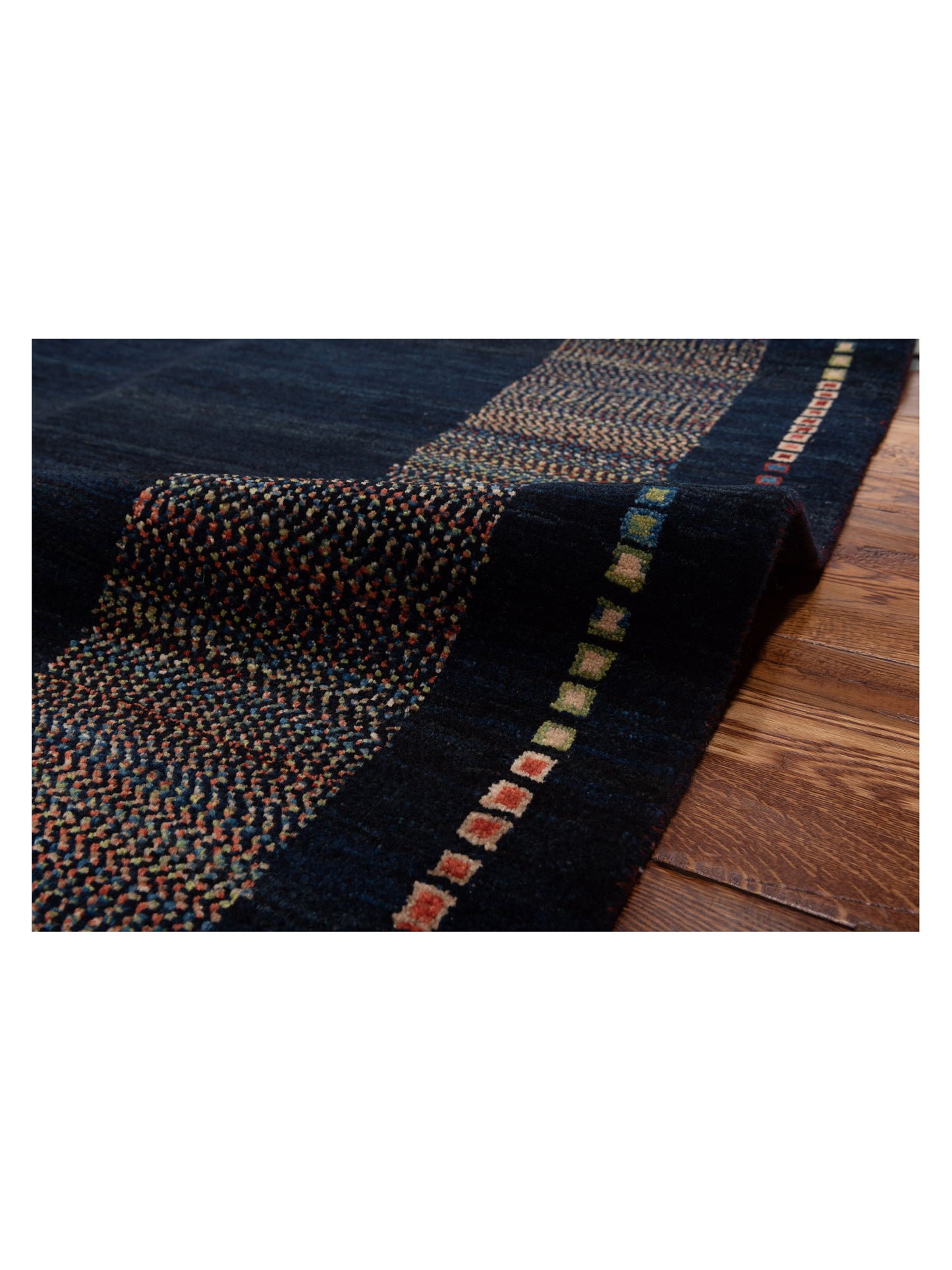 Modern Gabbeh Blue Blue 6.6x7.10 Hand Knotted Rugs