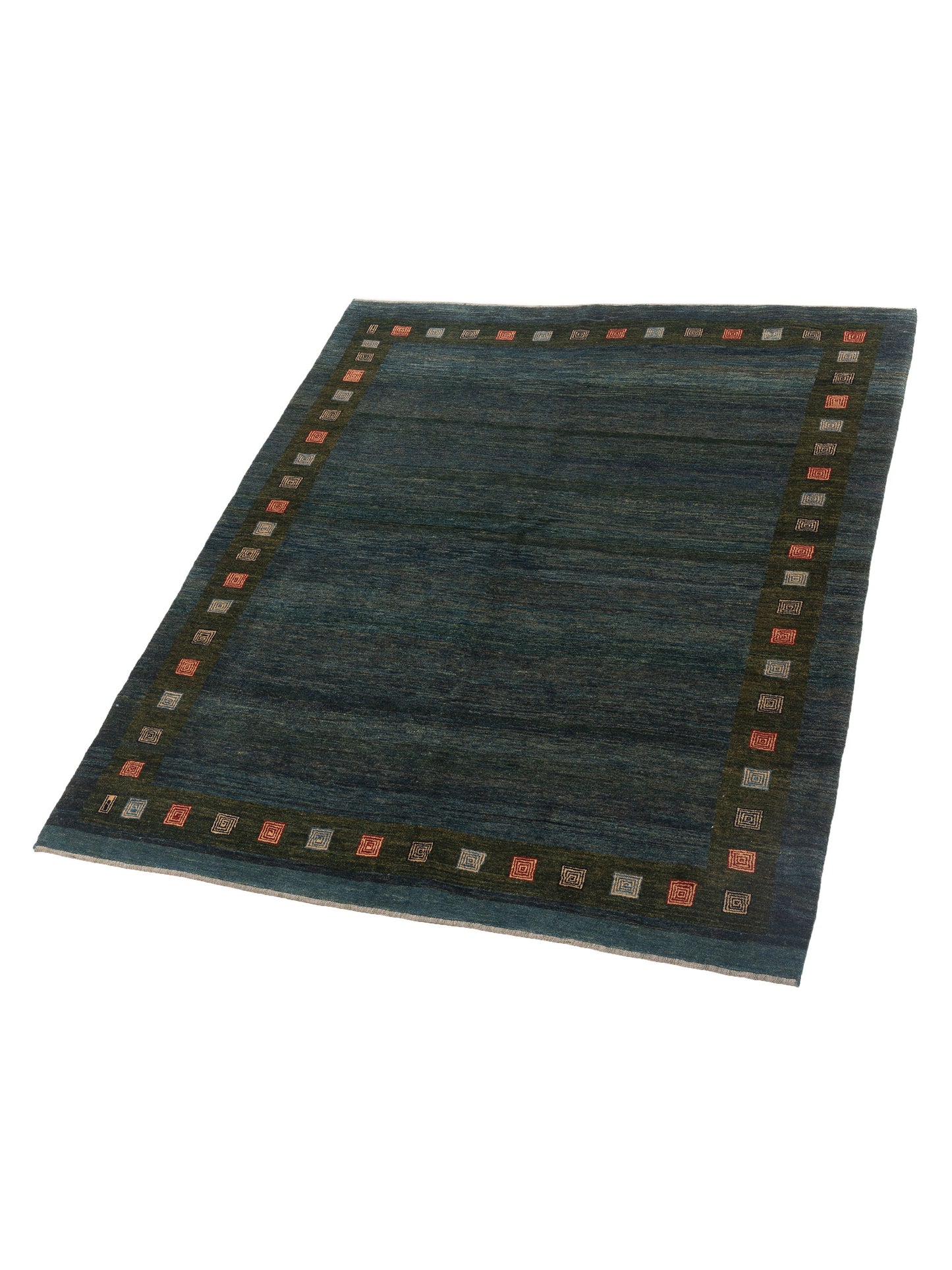 Modern Gabbeh Teal Blue Green 6.6x8 Hand Knotted Rugs