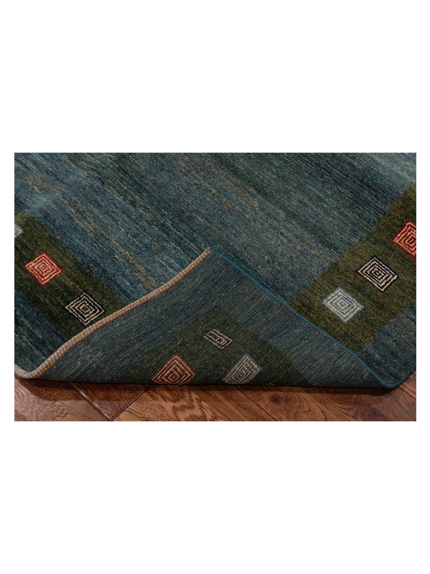 Modern Gabbeh Teal Blue Green 6.6x8 Hand Knotted Rugs