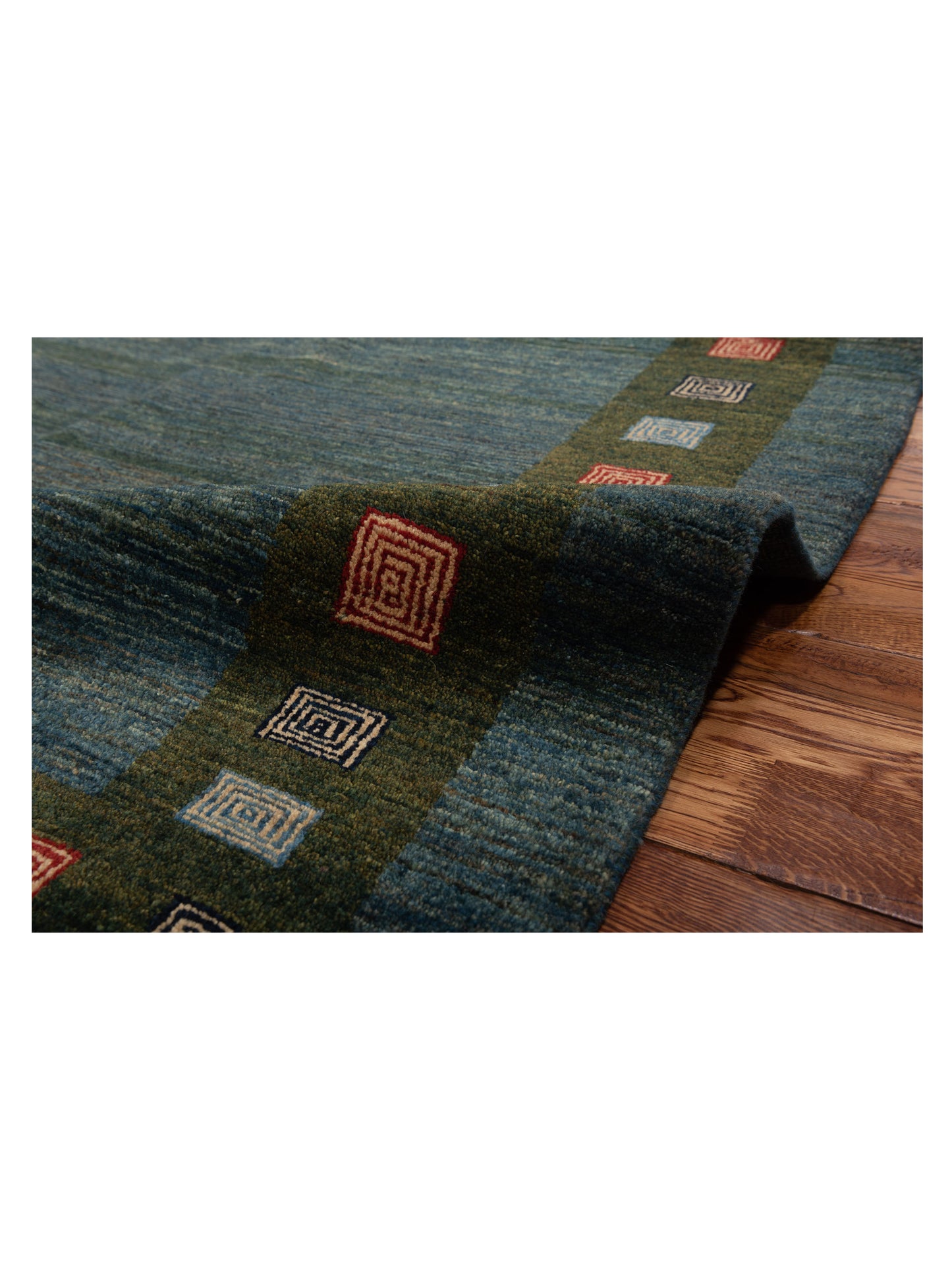 Modern Gabbeh Teal Blue Green 6.6x8 Hand Knotted Rugs