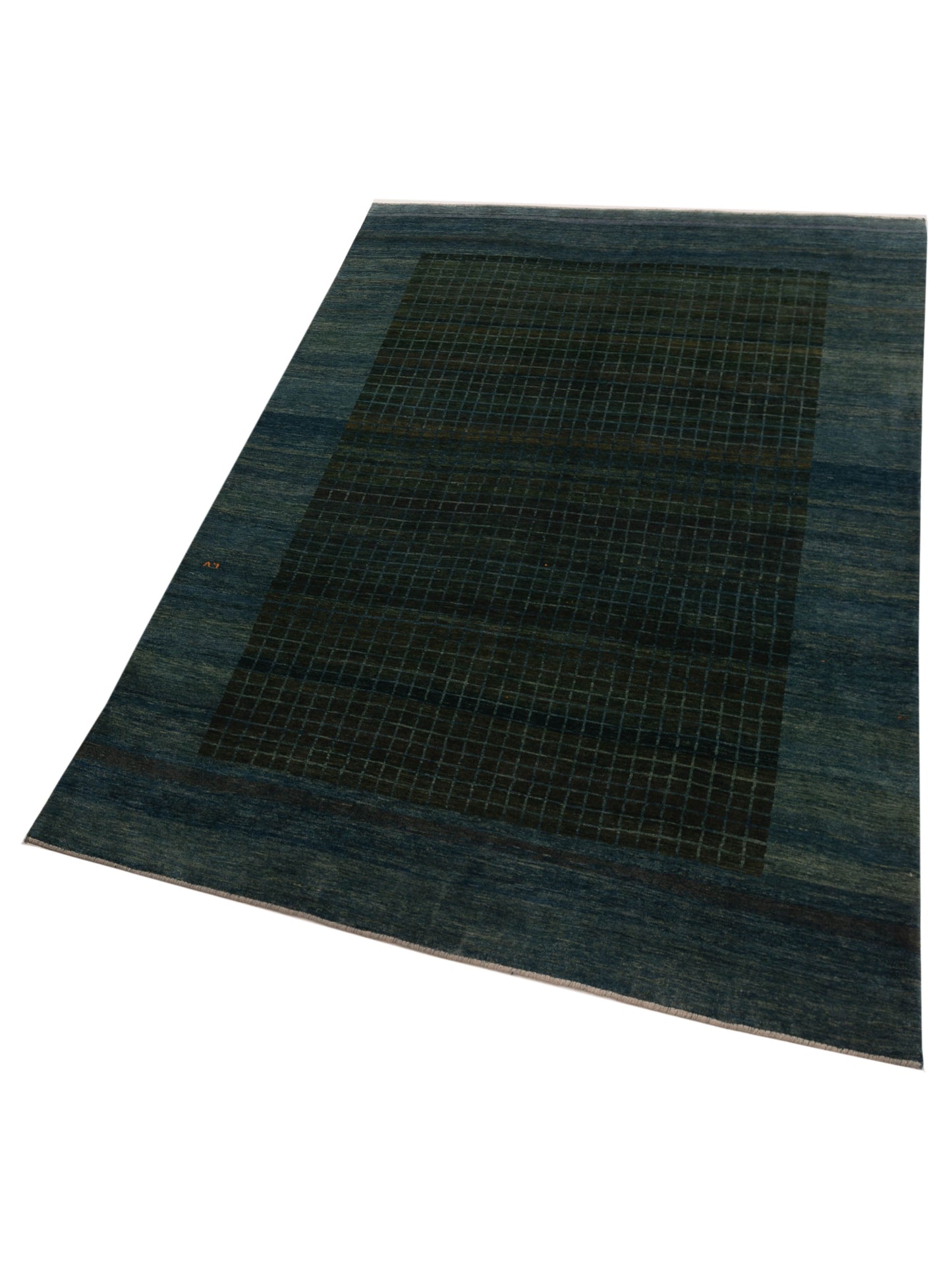 Modern Gabbeh Green Blue 8.1x11.3 Hand Knotted Rugs