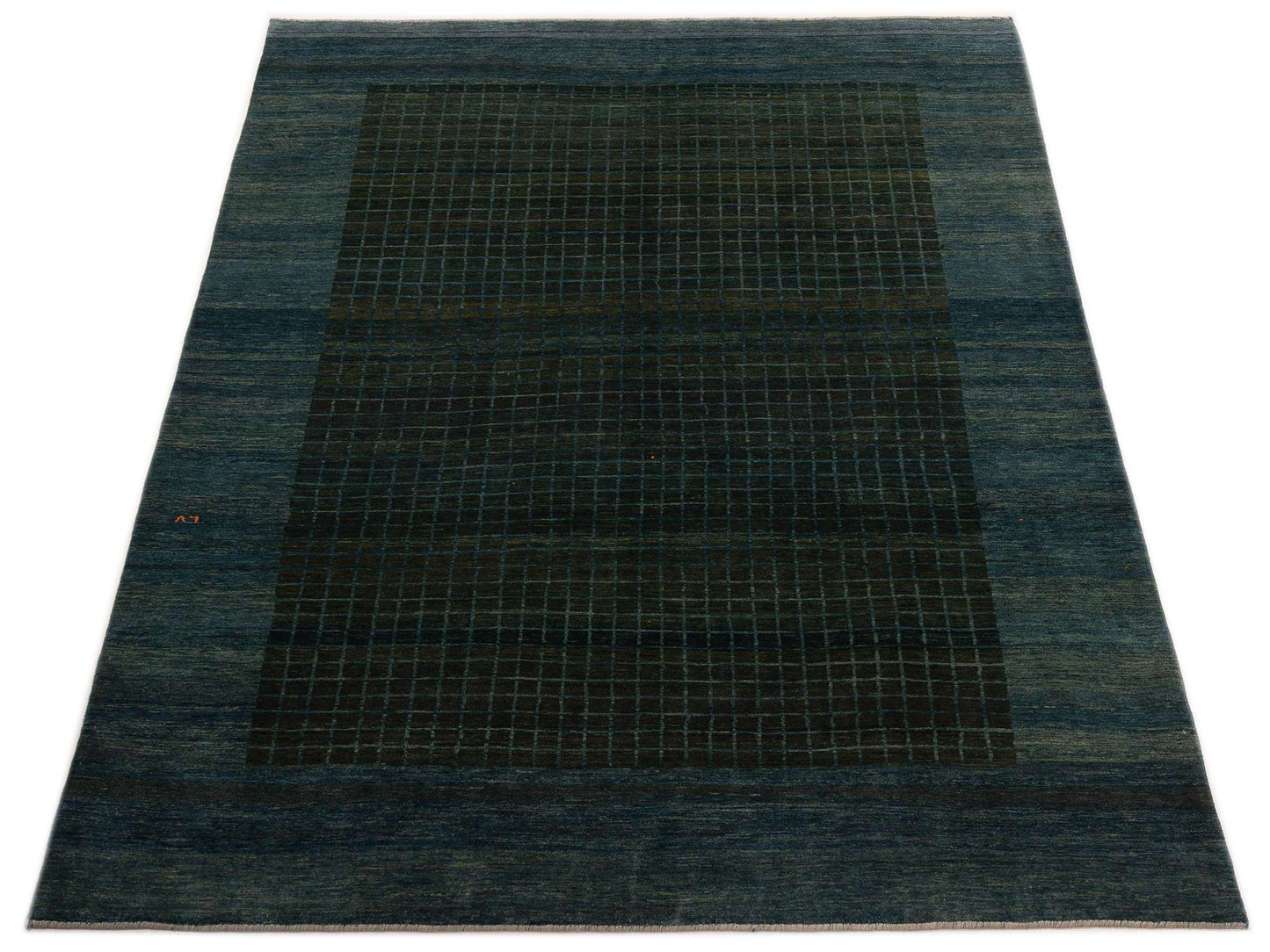 Modern Gabbeh Green Blue 8.1x11.3 Hand Knotted Rugs