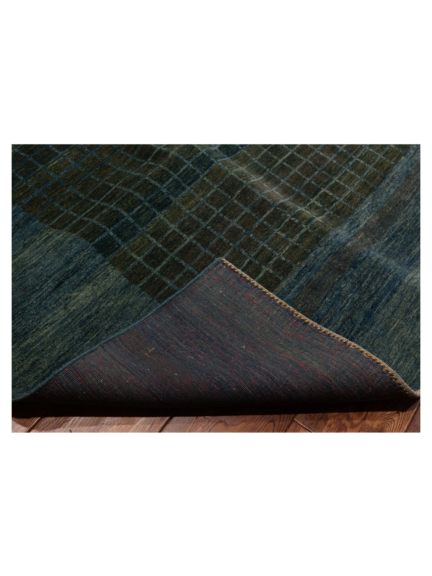 Modern Gabbeh Green Blue 8.1x11.3 Hand Knotted Rugs
