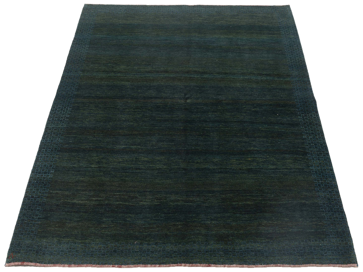 Modern Gabbeh Teal Green Teal Green 6.9x8 Hand Knotted Rugs