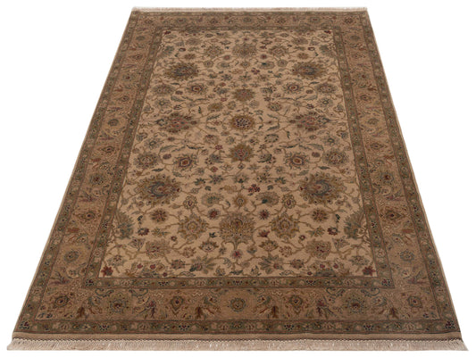 Corvella Beige Brown 6.1x9.5 Hand Knotted Rug