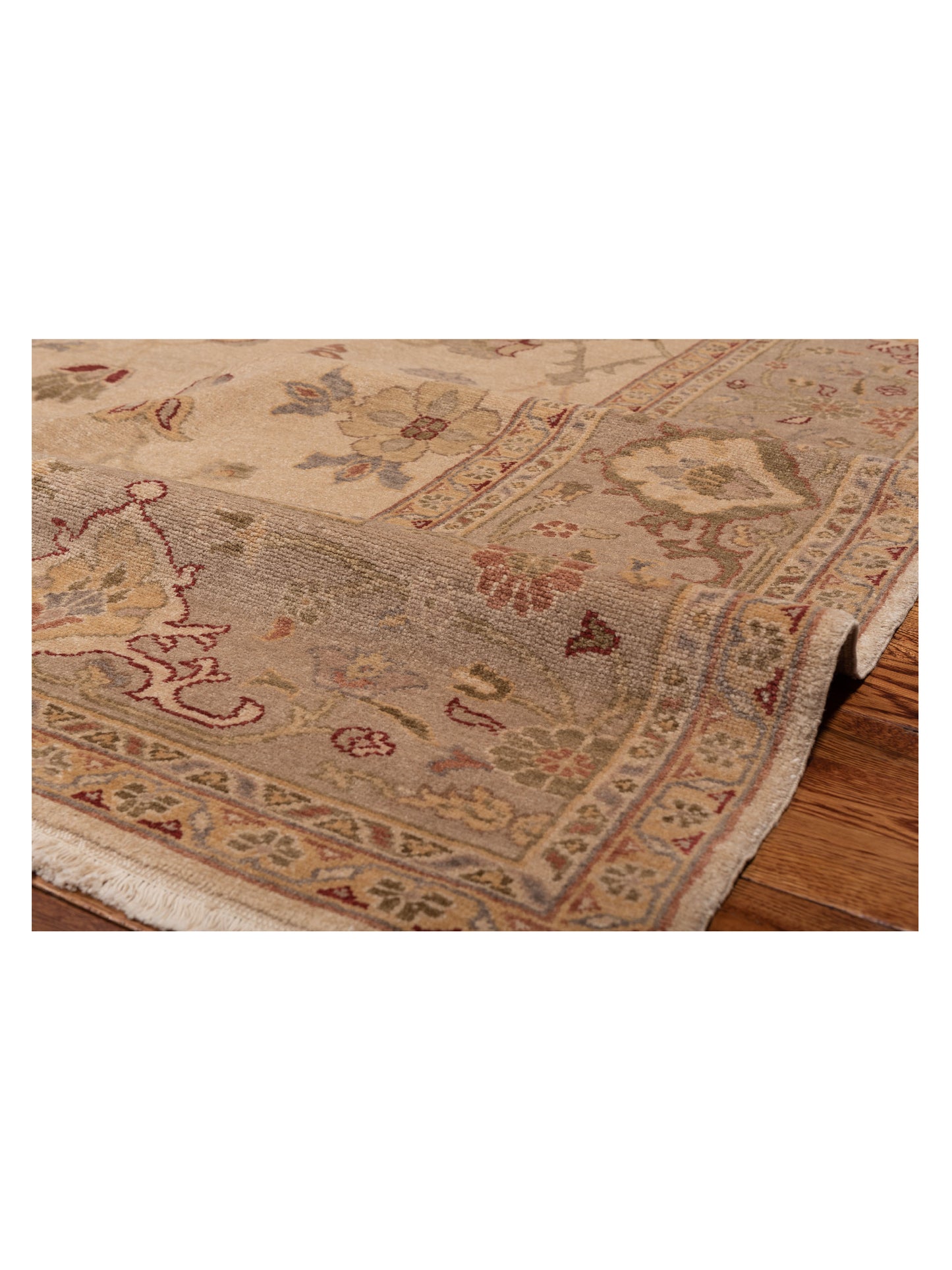 Turkish Elvaria Beige Cream 9.5x12.7 Hand Knotted Rug