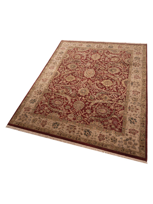 Corvella Red Ivory 9.2x12.2 Hand Knotted Rug