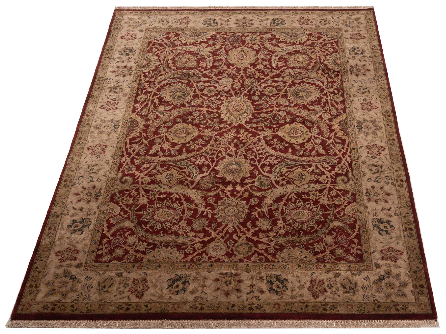 Corvella Red Ivory 9.2x12.2 Hand Knotted Rug