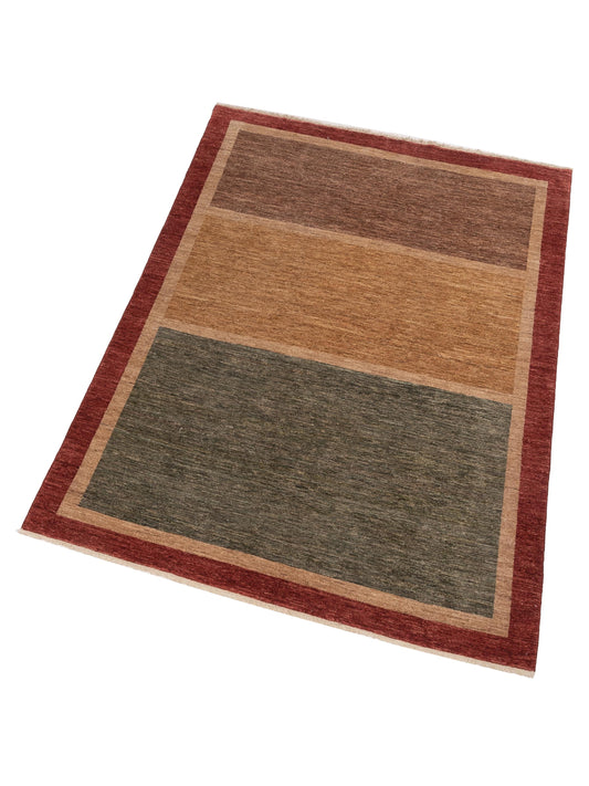 Terralin Green Red 6.3x8.8 Hand Knotted Rug