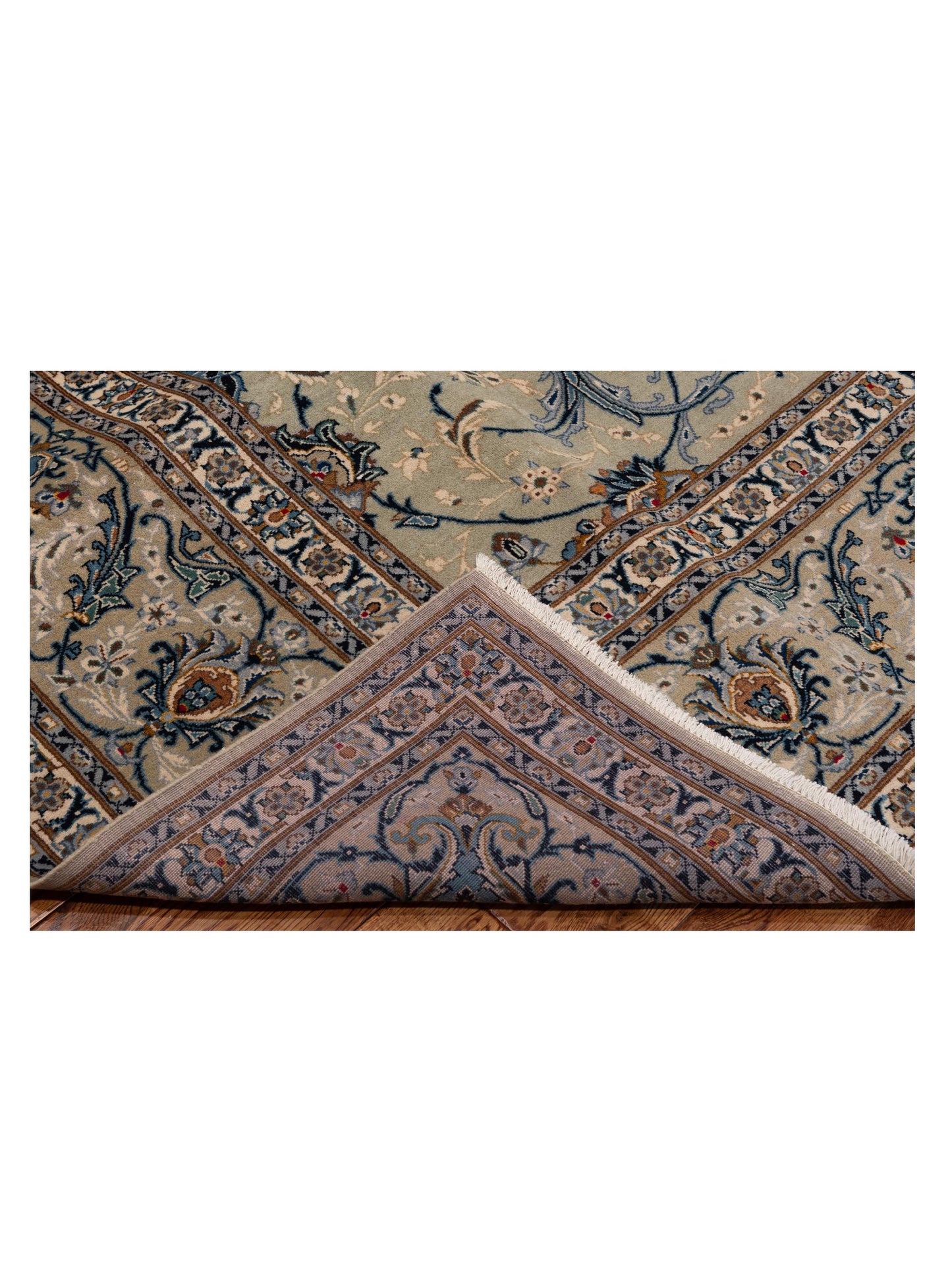 Antiqua Heirloom Sage Green Silver 10.8x13.6 Hand Knotted Rug