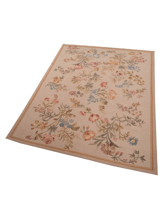 Florienne Beige Beige 8.9x11.9 Hand Knotted Rug