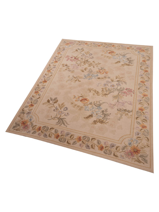 Florienne Beige Beige 8.10x11.10 Hand Knotted Rug