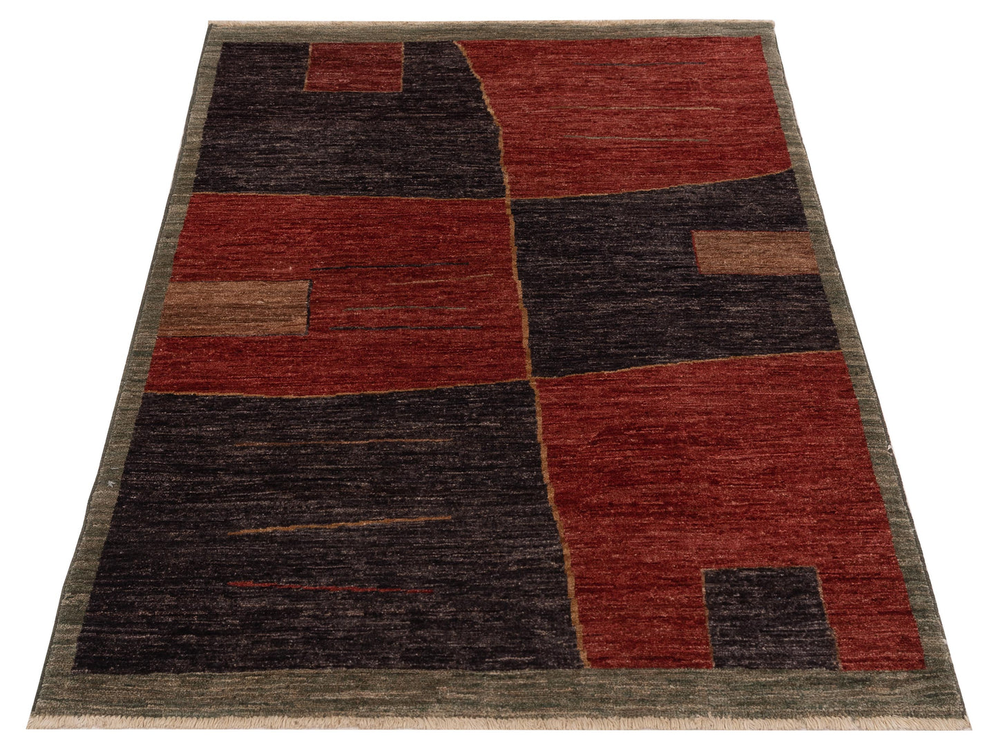 Terralin Red Charcoal 3.3x4.11 Hand Knotted Rug