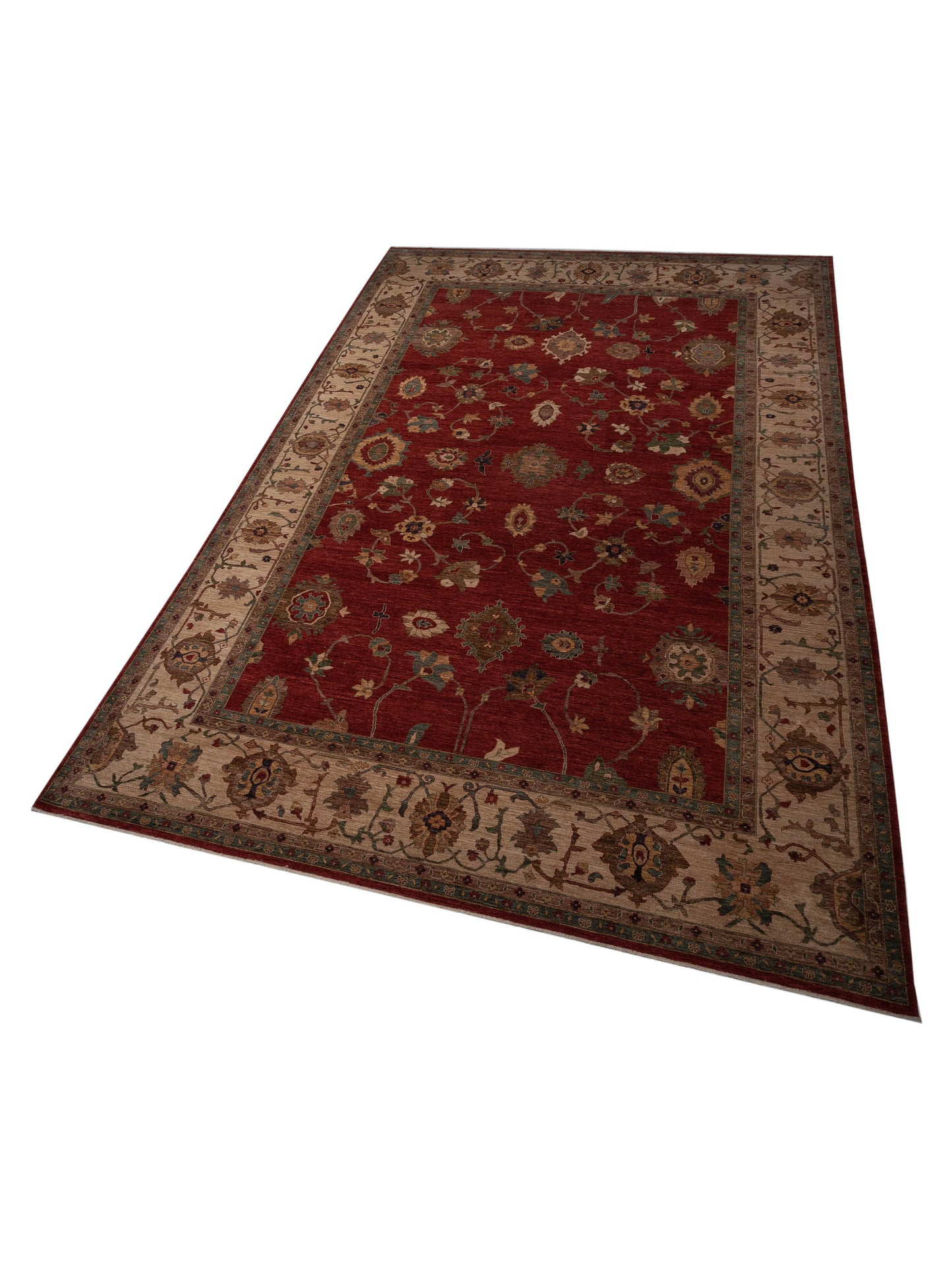 Elvaria Red Ivory 12.1x17.8 Hand Knotted Rug