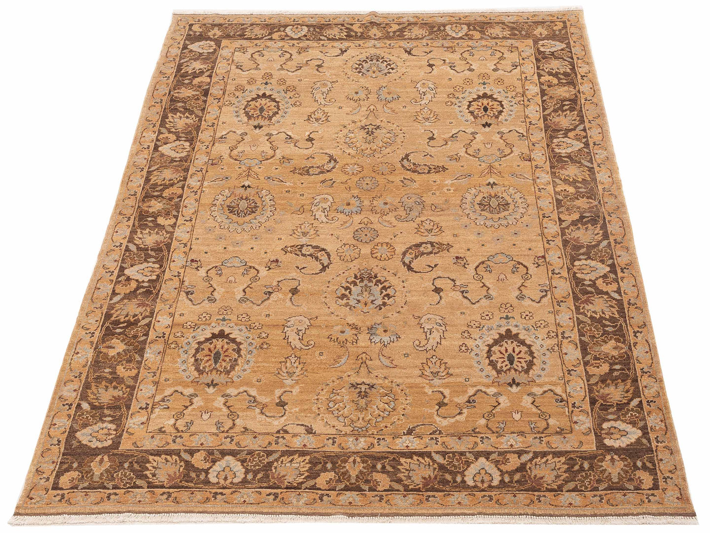 Karvian Gold Brown 6.2x8.3 Hand Knotted Rug