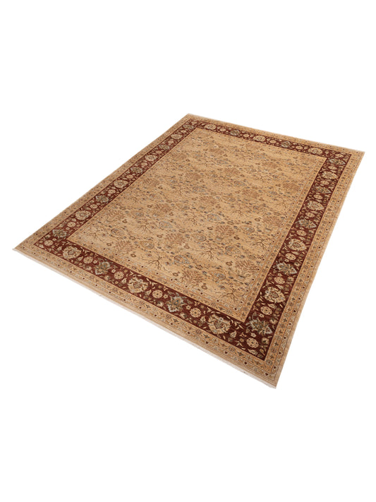 Heratya Gold Burgundy 11.10x14.8 Hand Knotted Rug