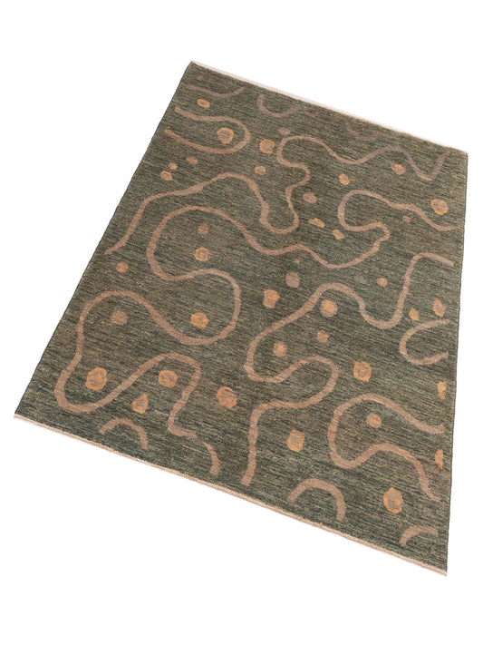 Tibarra Green 6.6x7.10 Hand Knotted Rug