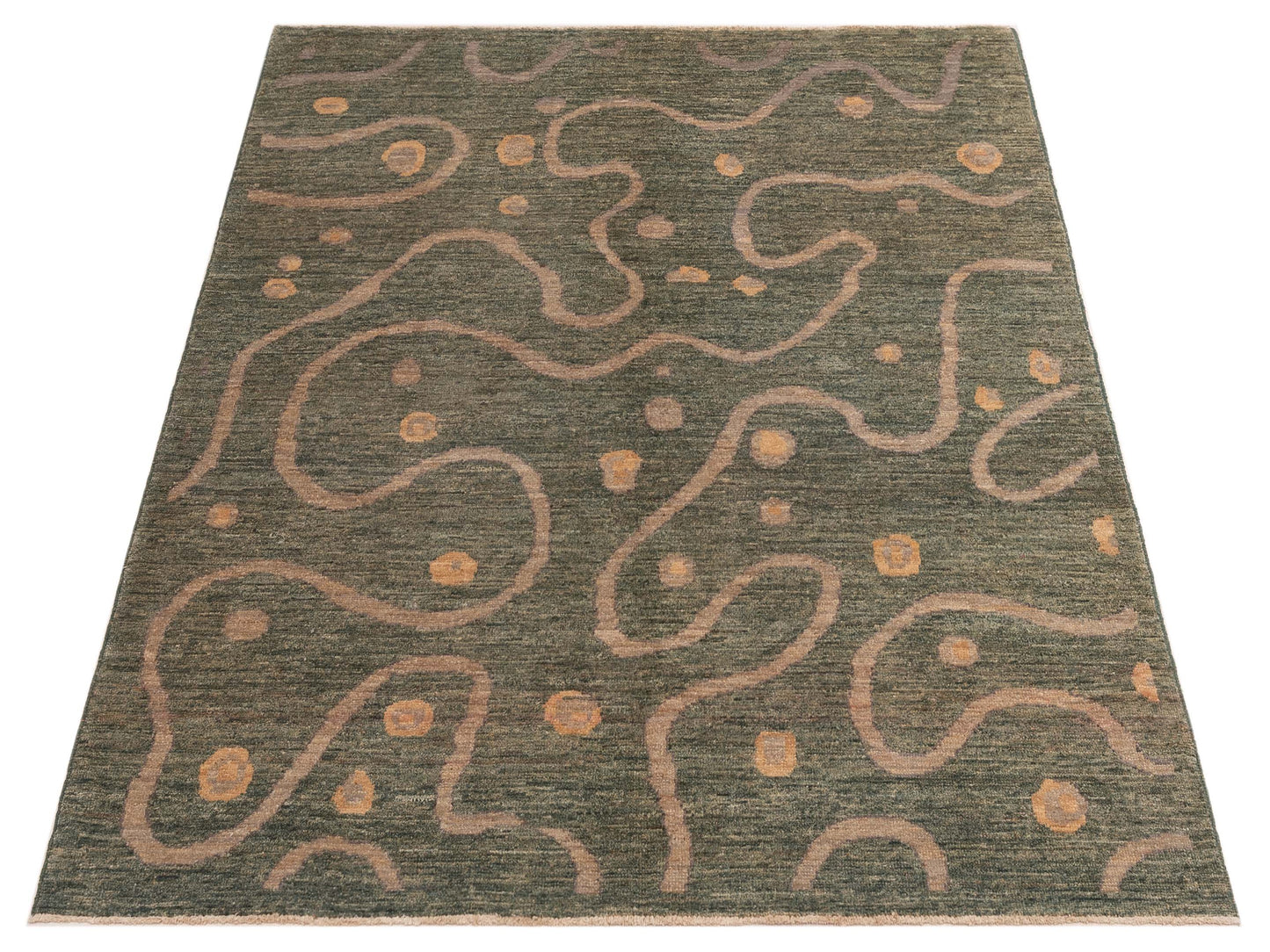 Tibarra Green 6.6x7.10 Hand Knotted Rug