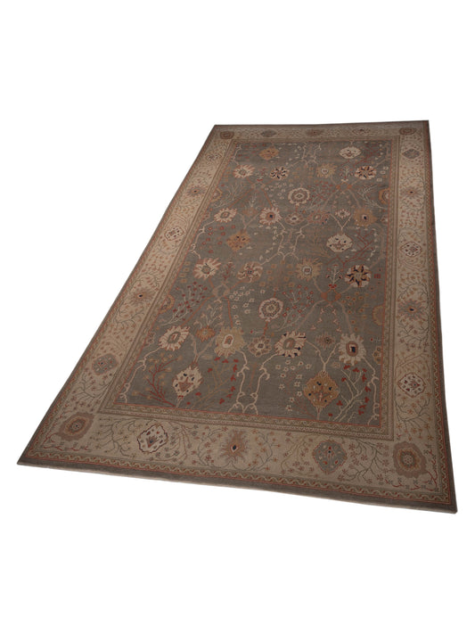 Oushak Silver Ivory 12.6x19.4 Hand Knotted Rug