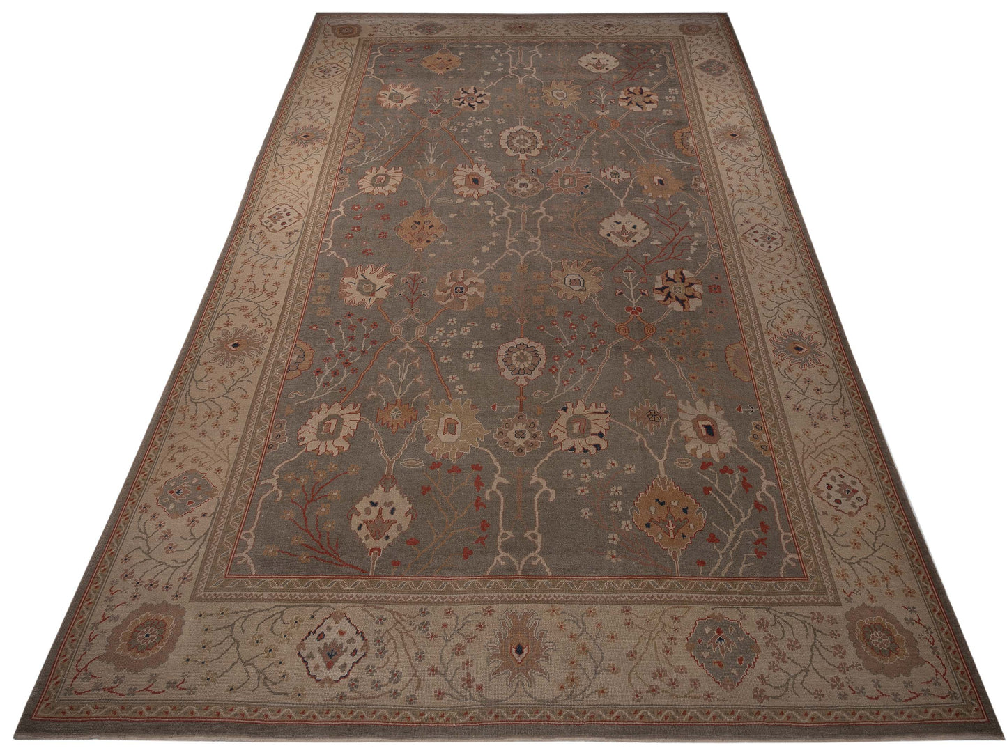 Oushak Silver Ivory 12.6x19.4 Hand Knotted Rug
