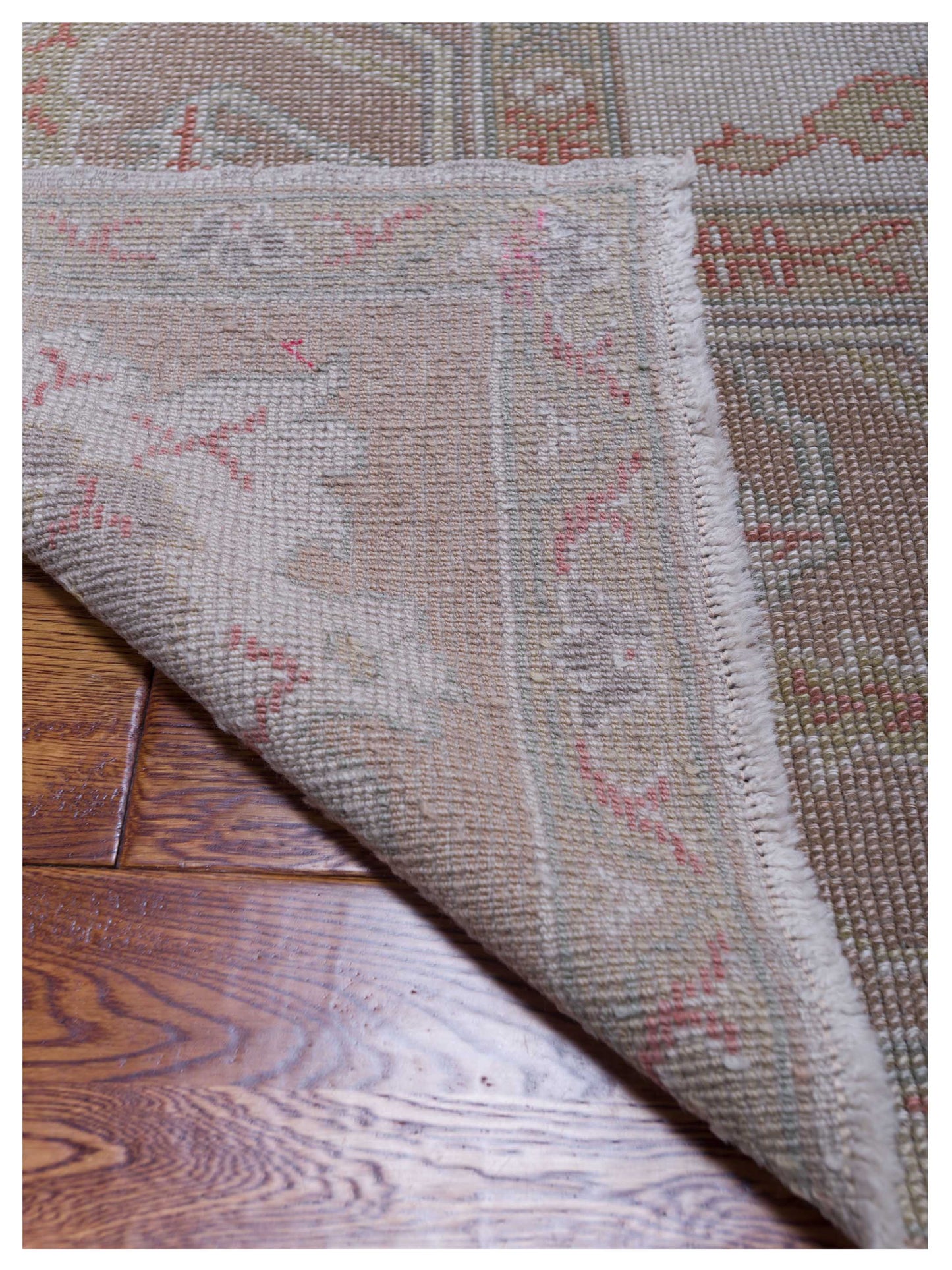 Oushak Ivory Light Brown 11.8x15.3 Hand Knotted Rug