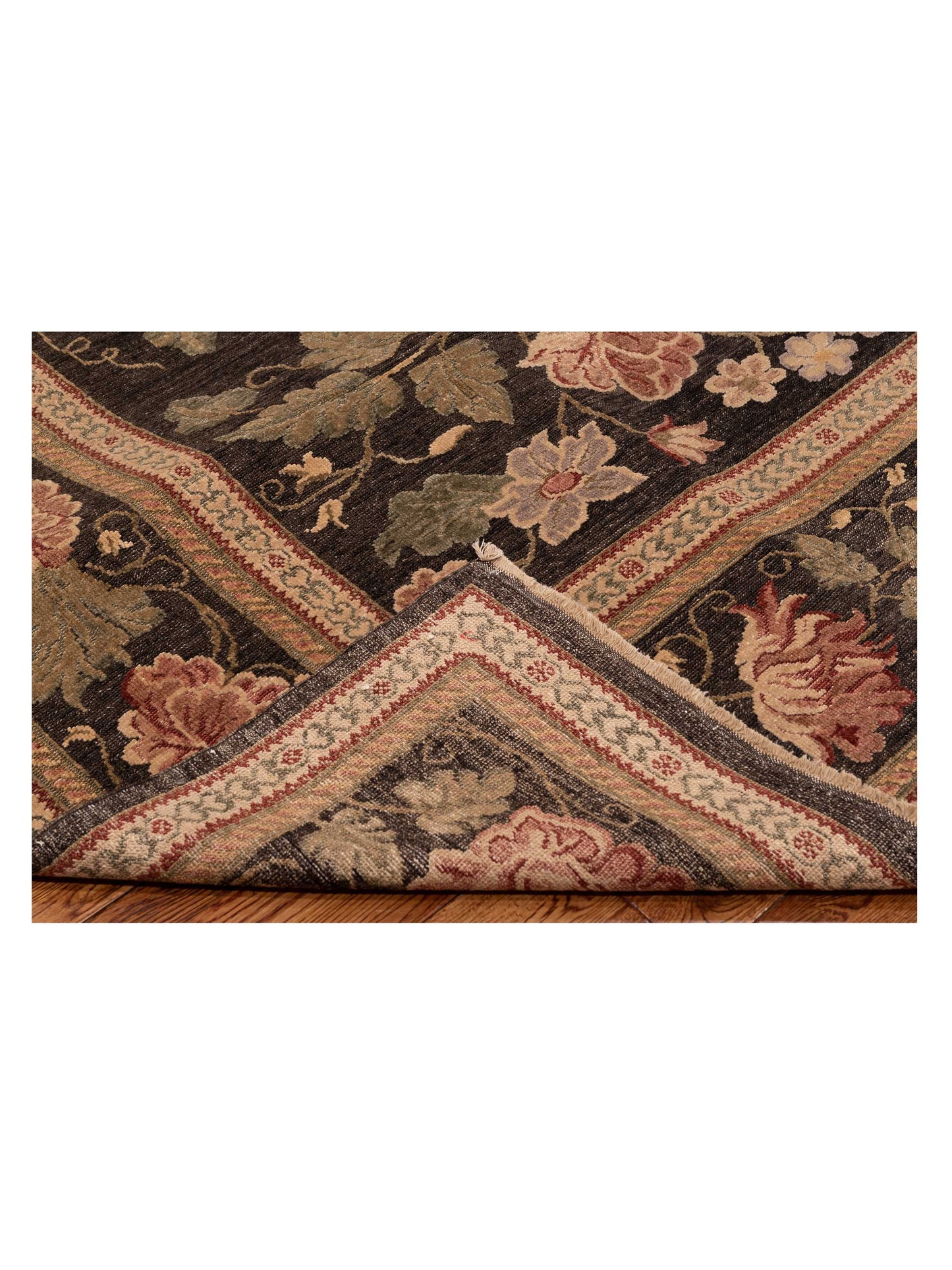 Turkish Elvaria Charcoal Charcoal 9.5x12.4 Hand Knotted Rug