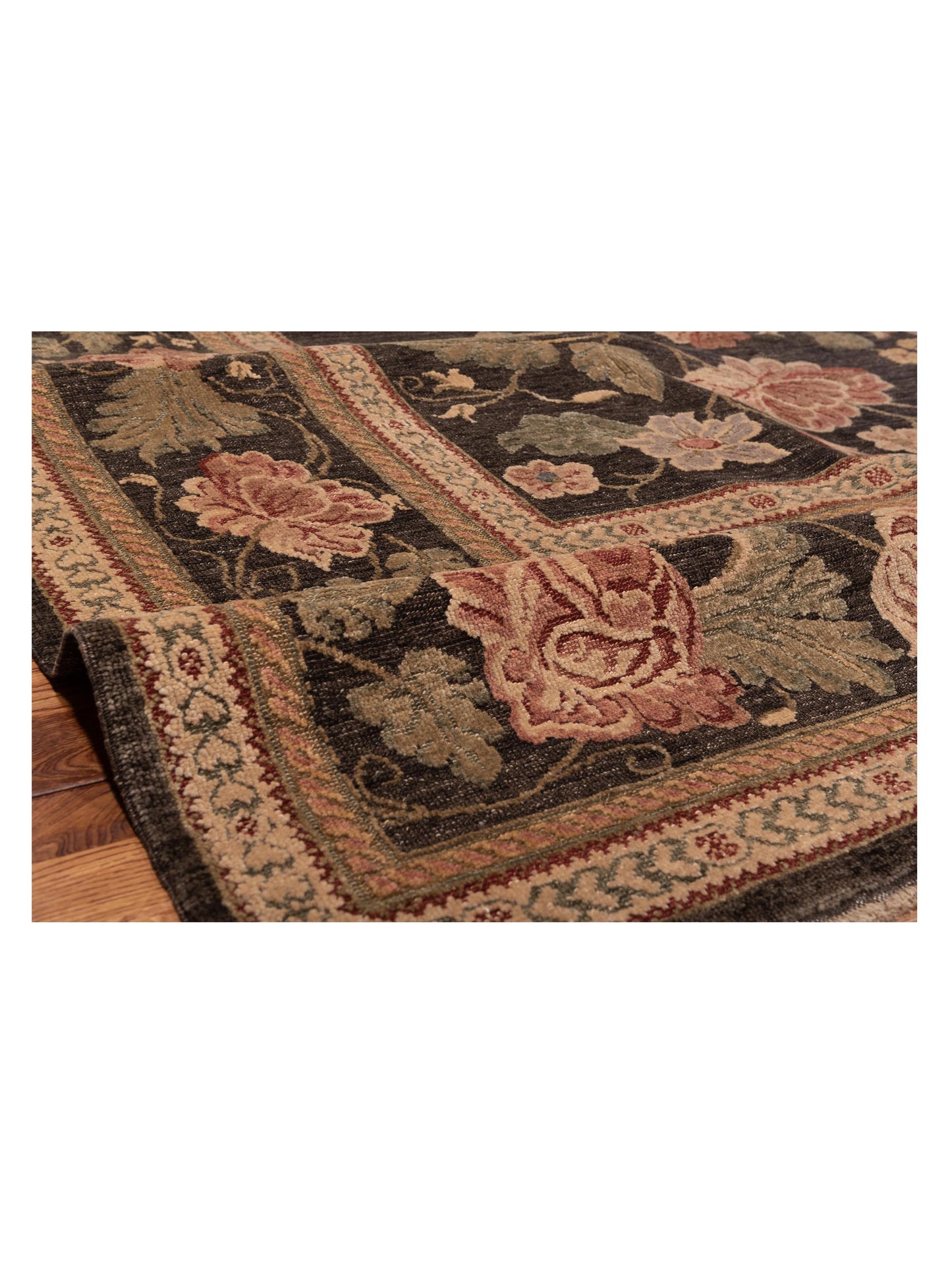 Turkish Elvaria Charcoal Charcoal 9.5x12.4 Hand Knotted Rug