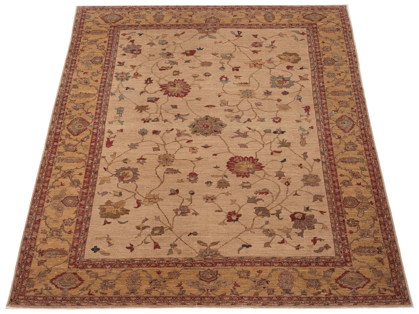 Elvaria Beige Gold 9.1x11.7 Hand Knotted Rug
