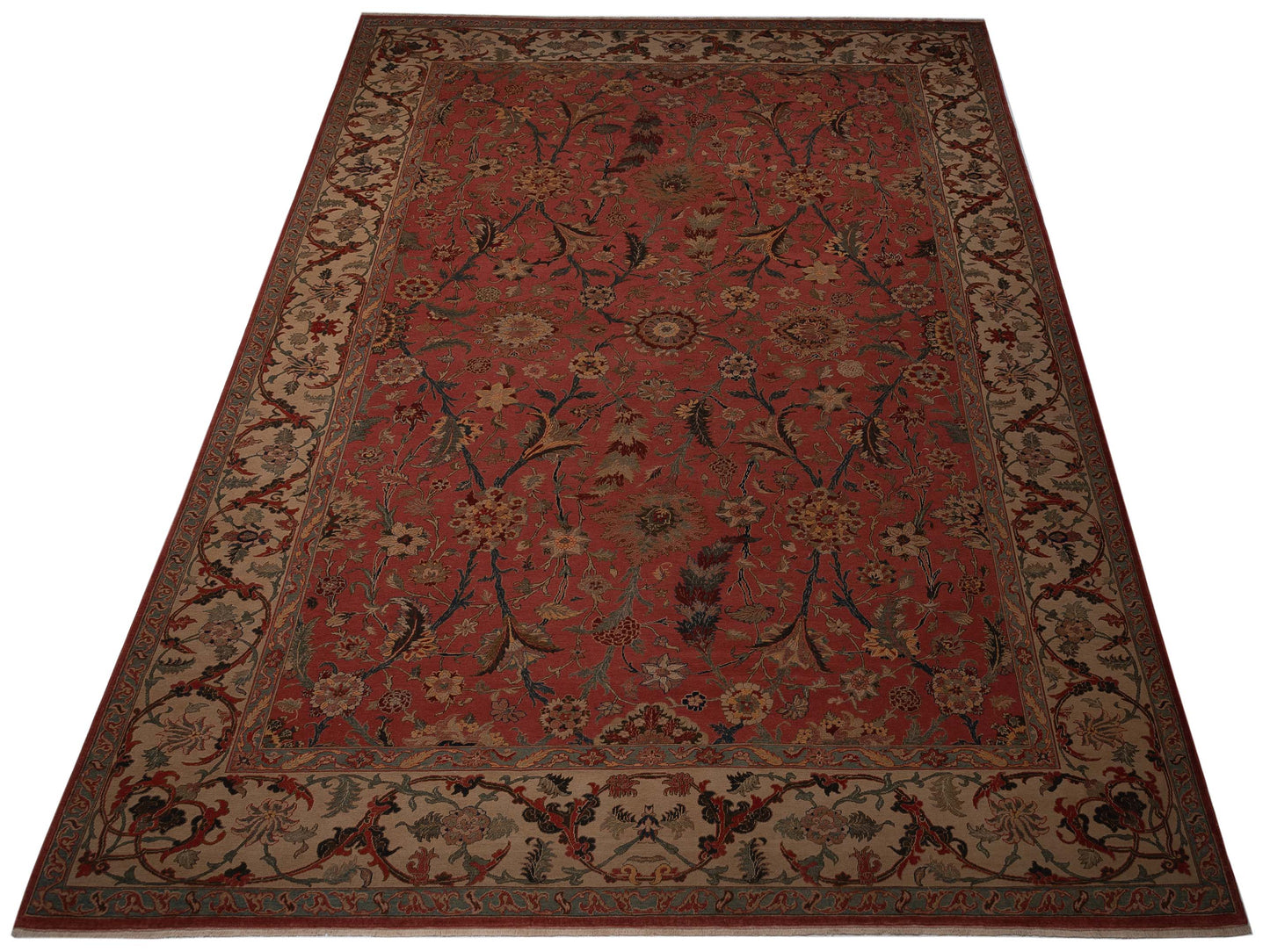 Antiqua Loom Rust Beige 13.7x18.3 Hand Knotted Rug