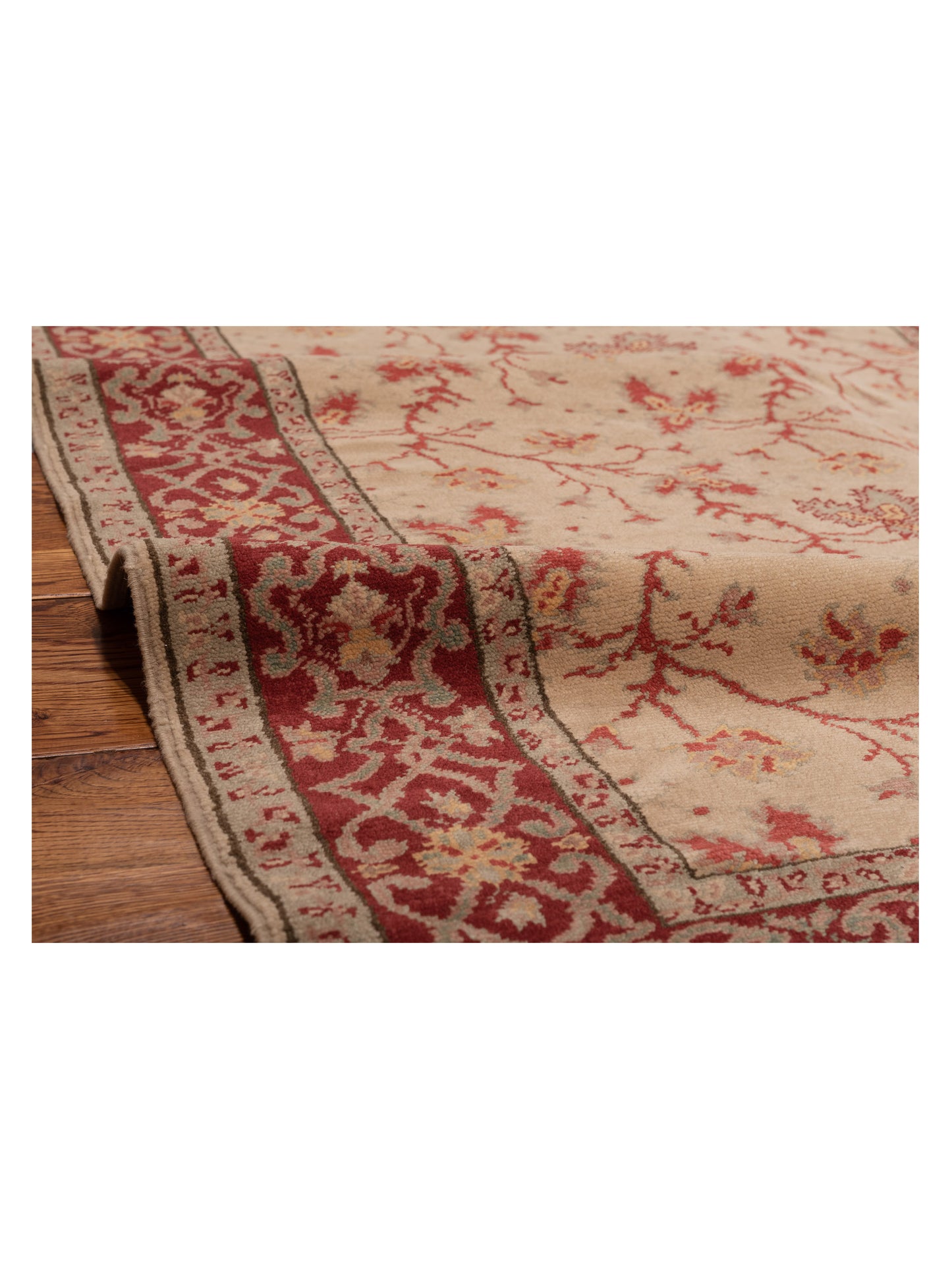 Antiqua Loom Beige Red 4.2x6.3 Hand Knotted Rug