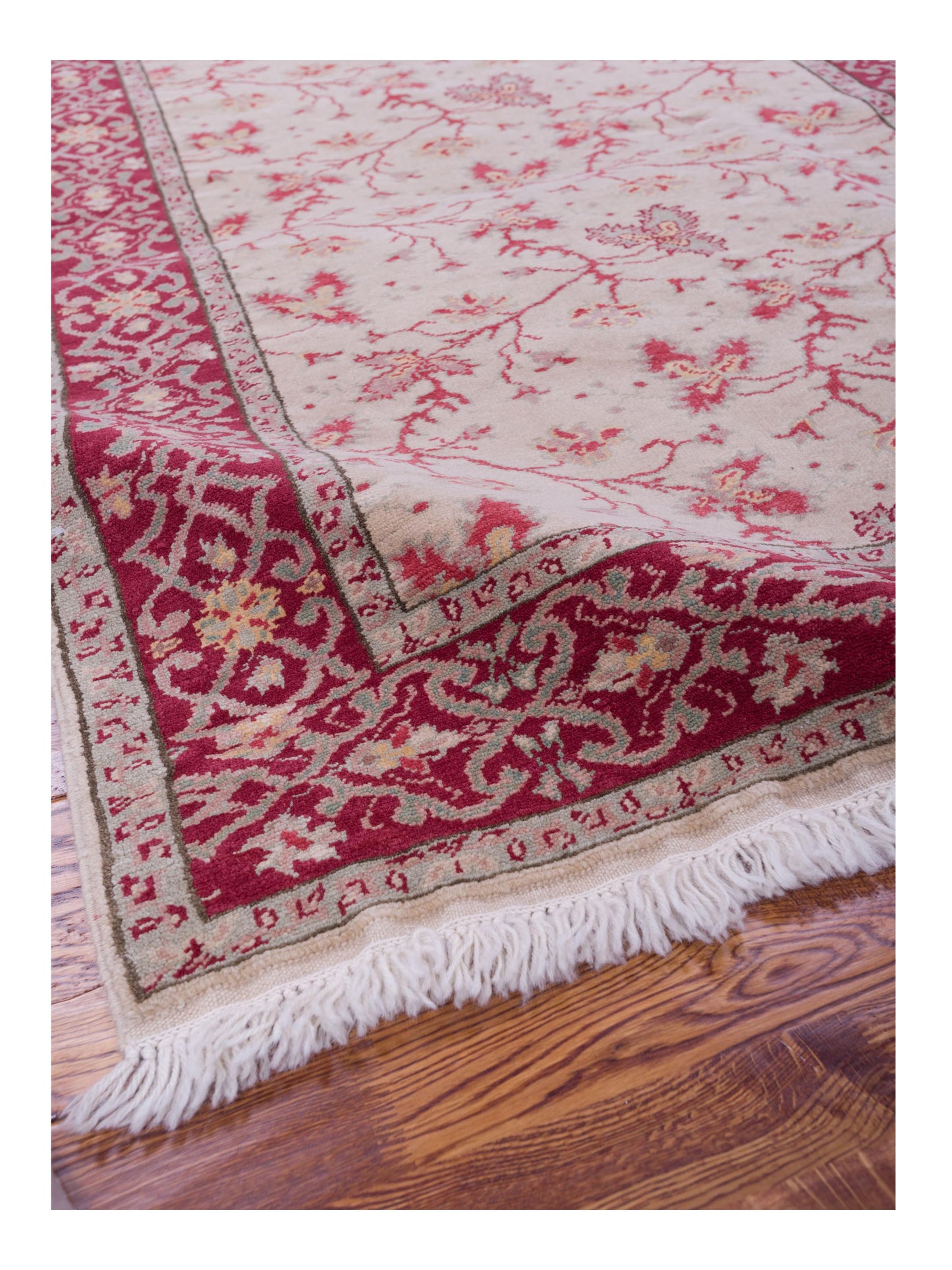Antiqua Loom Beige Red 4.2x6.3 Hand Knotted Rug
