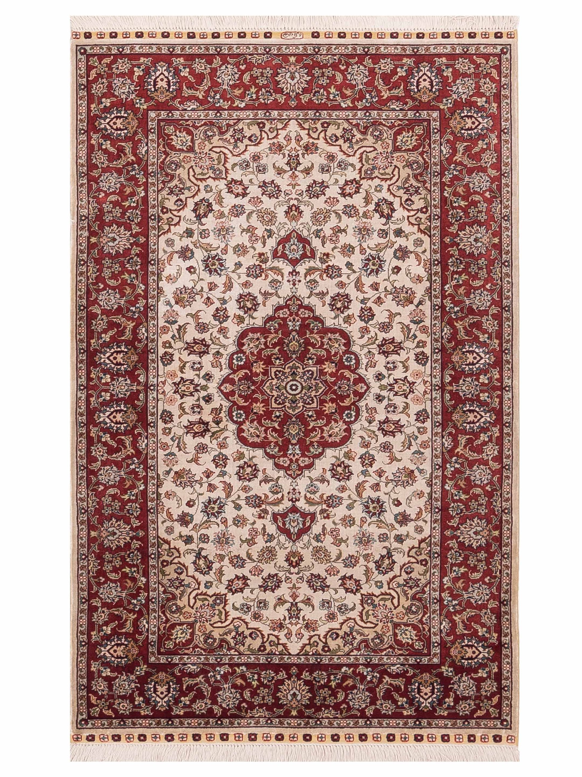 Pasha Pure Silk  Ivory Red Traditional