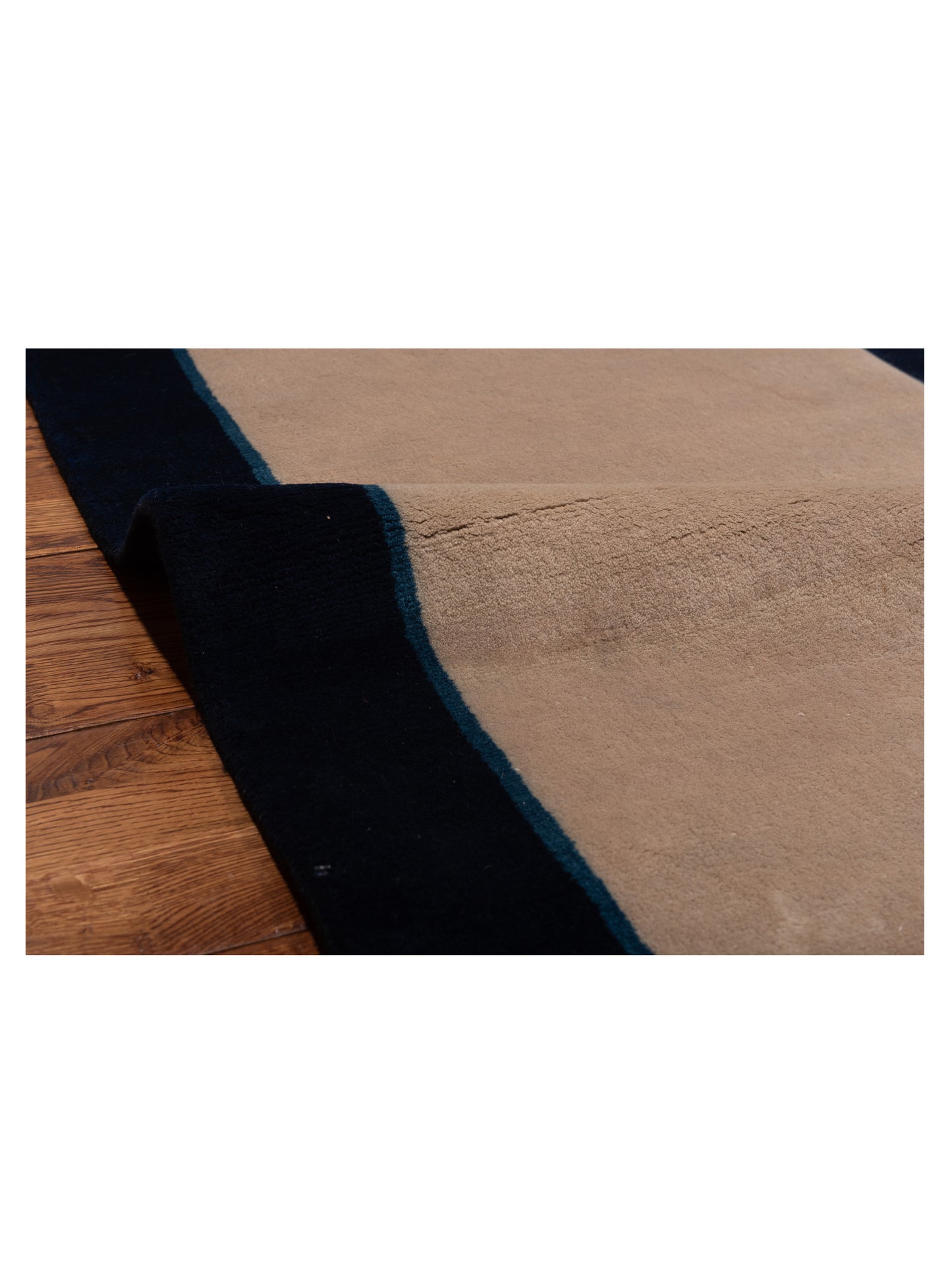 Modeva Beige Navy 3x4.11 Hand Knotted Rug