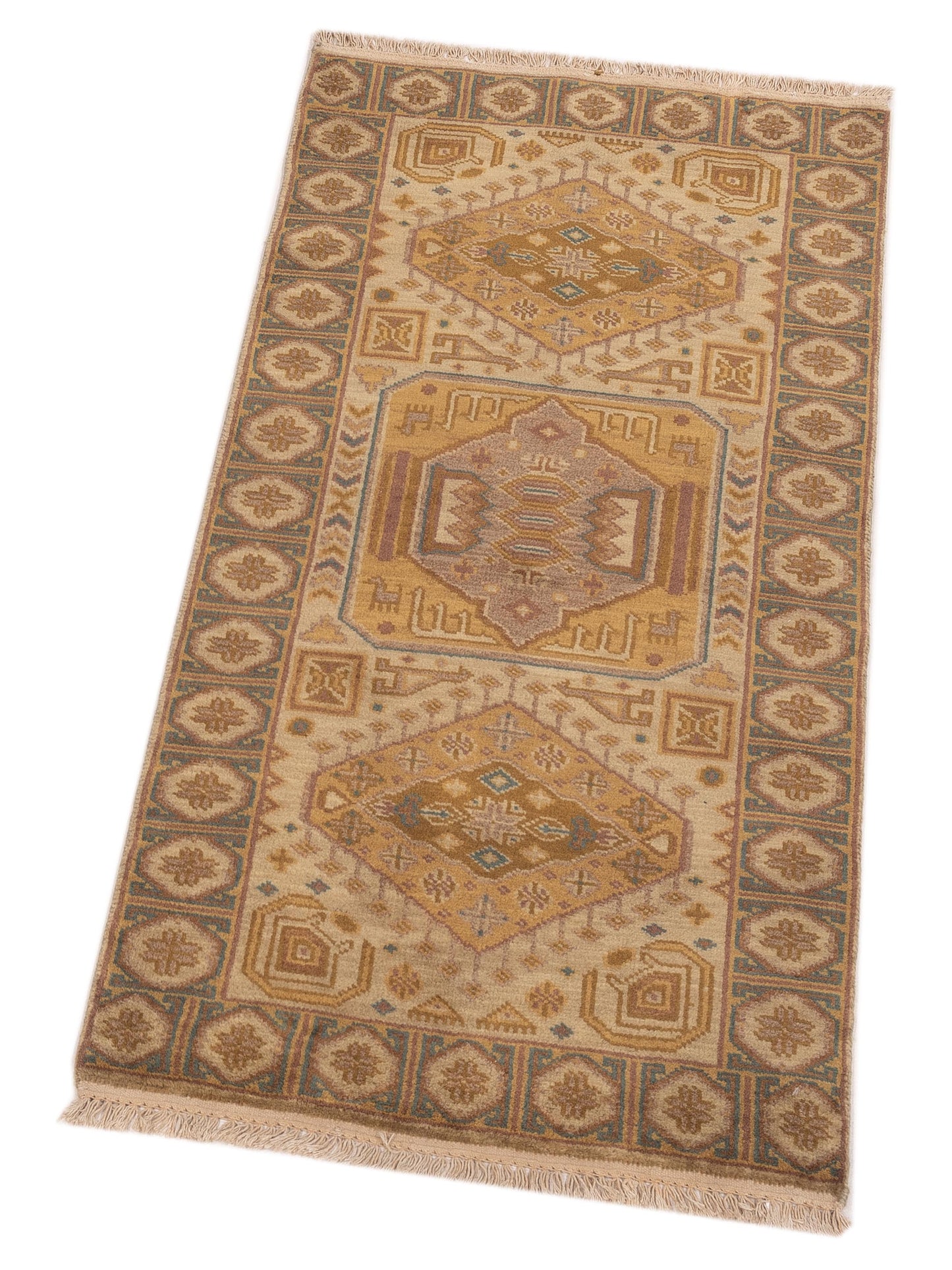 Modeva Beige Brown 2.3x4.6 Hand Knotted Rug