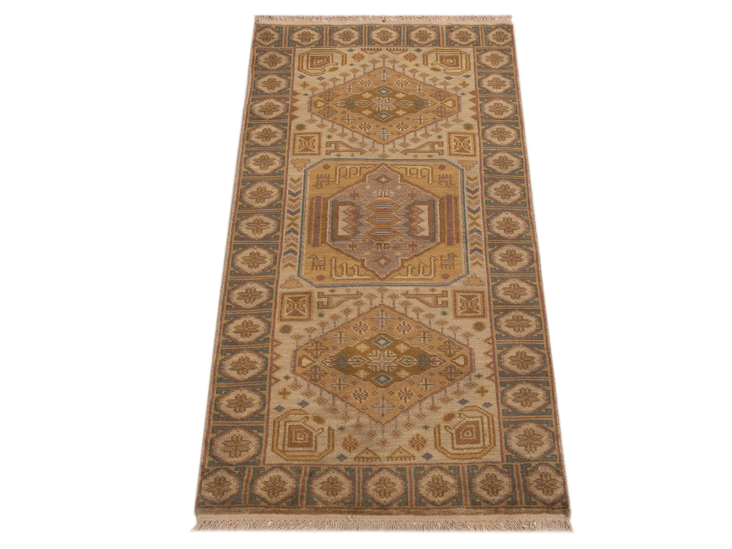 Modeva Beige Brown 2.3x4.6 Hand Knotted Rug