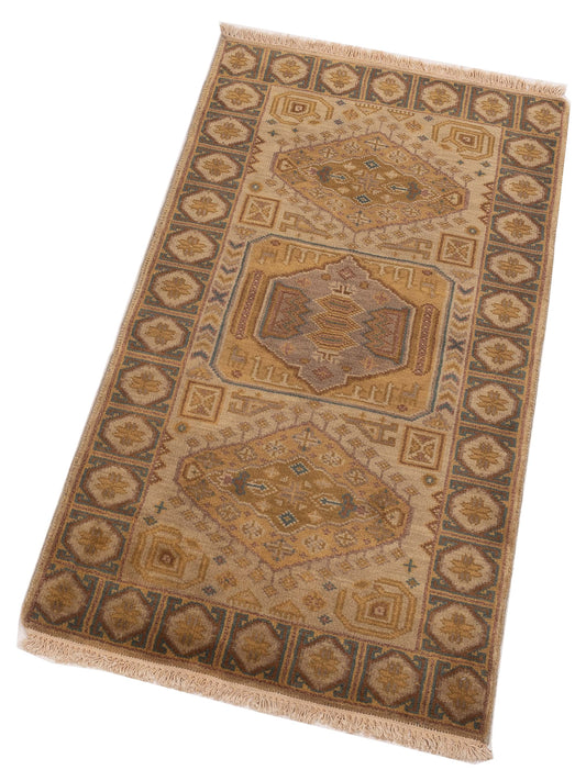 Modeva Beige Brown 2.3x4.6 Hand Knotted Rug