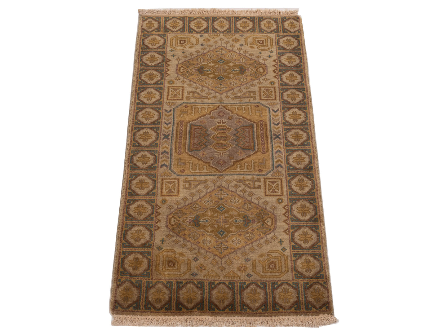 Modeva Beige Brown 2.3x4.6 Hand Knotted Rug