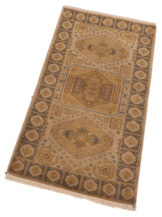 Modeva Beige Brown 2.3x4.6 Hand Knotted Rug