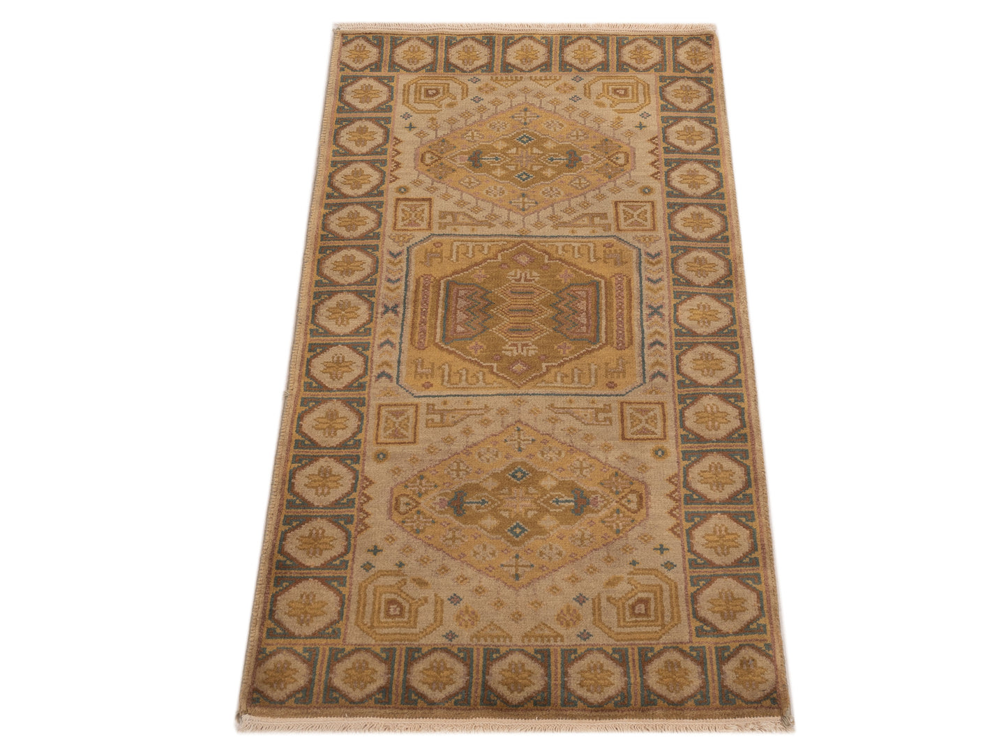 Modeva Beige Brown 2.3x4.6 Hand Knotted Rug
