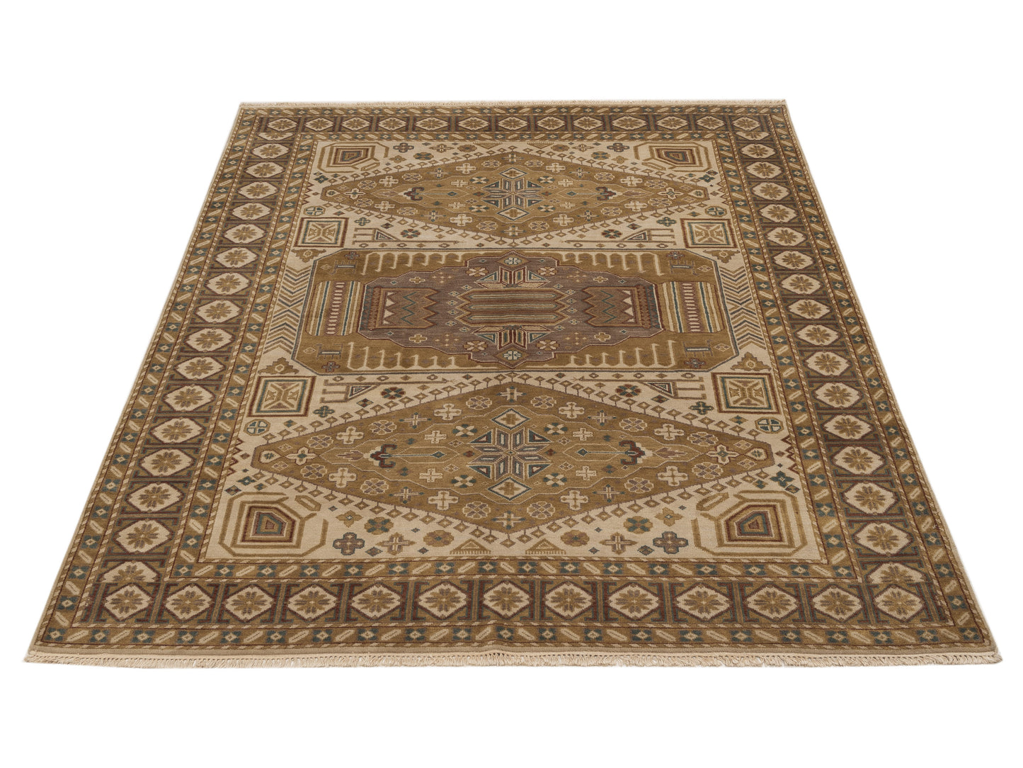 Modeva Ivory Navy 7.11x9.9 Hand Knotted Rug