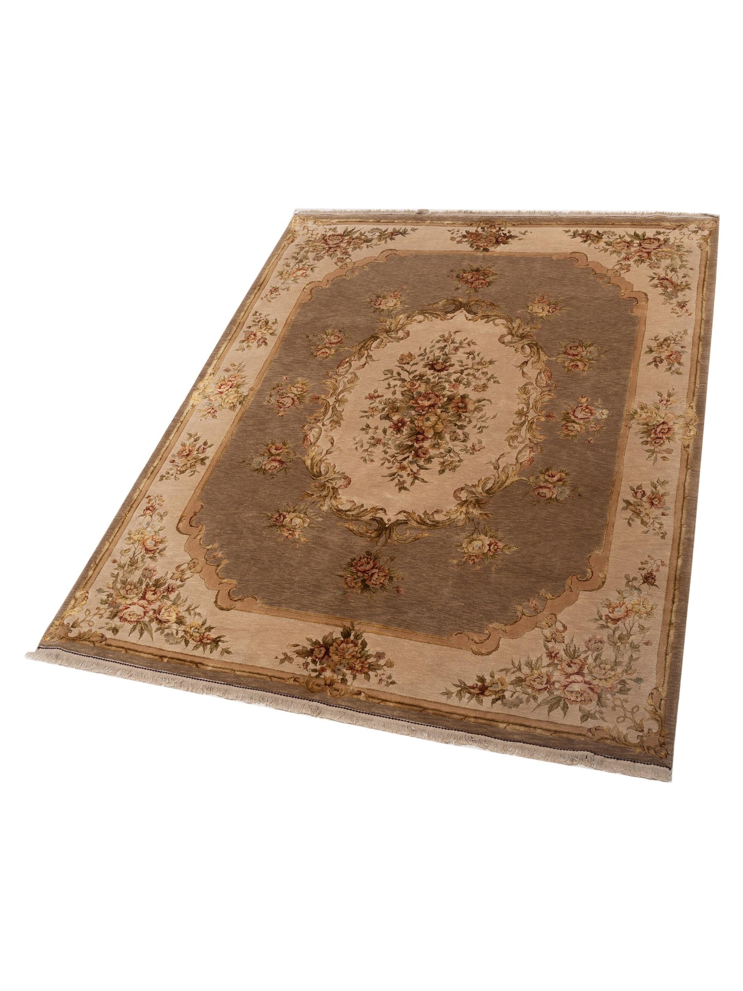 Javira Silk Tobacco Beige 7.10x9.10 Hand Knotted Rug
