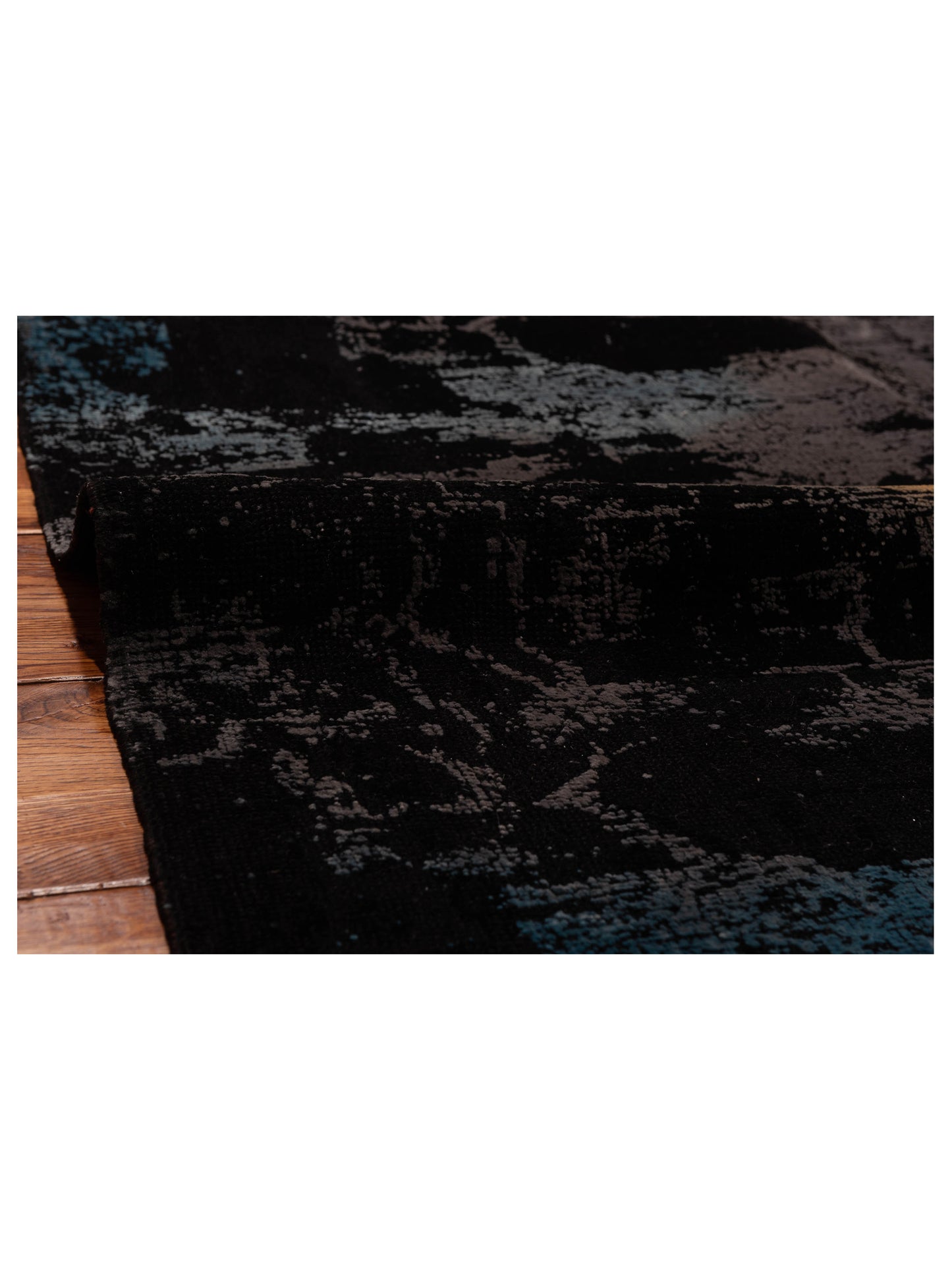 Vintage Black Gray 5.10x7.10 Hand Knotted Rug