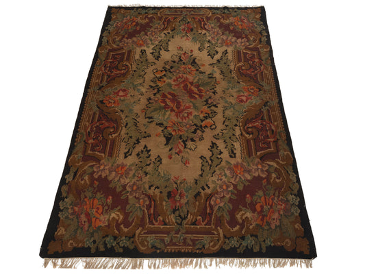 Blossara Kilim Black Brown 7.6x11.6 Hand Woven Rug