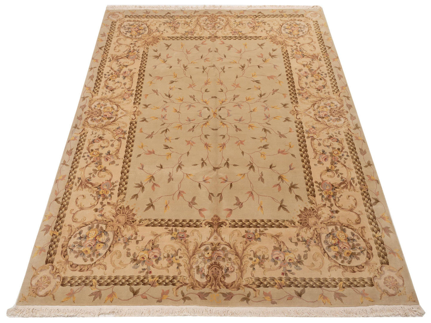 Artalya Ivory Beige 7.9x9.8 Hand Knotted Rug