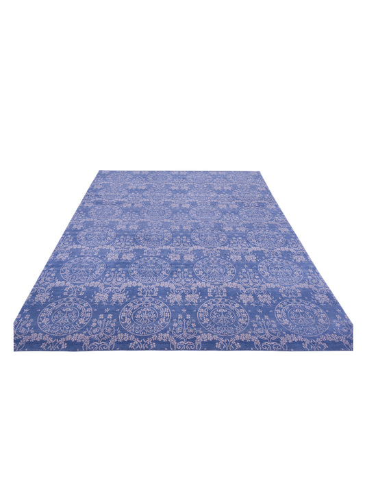 Tamara Gray Blue 9x12 Hand Knotted Rug