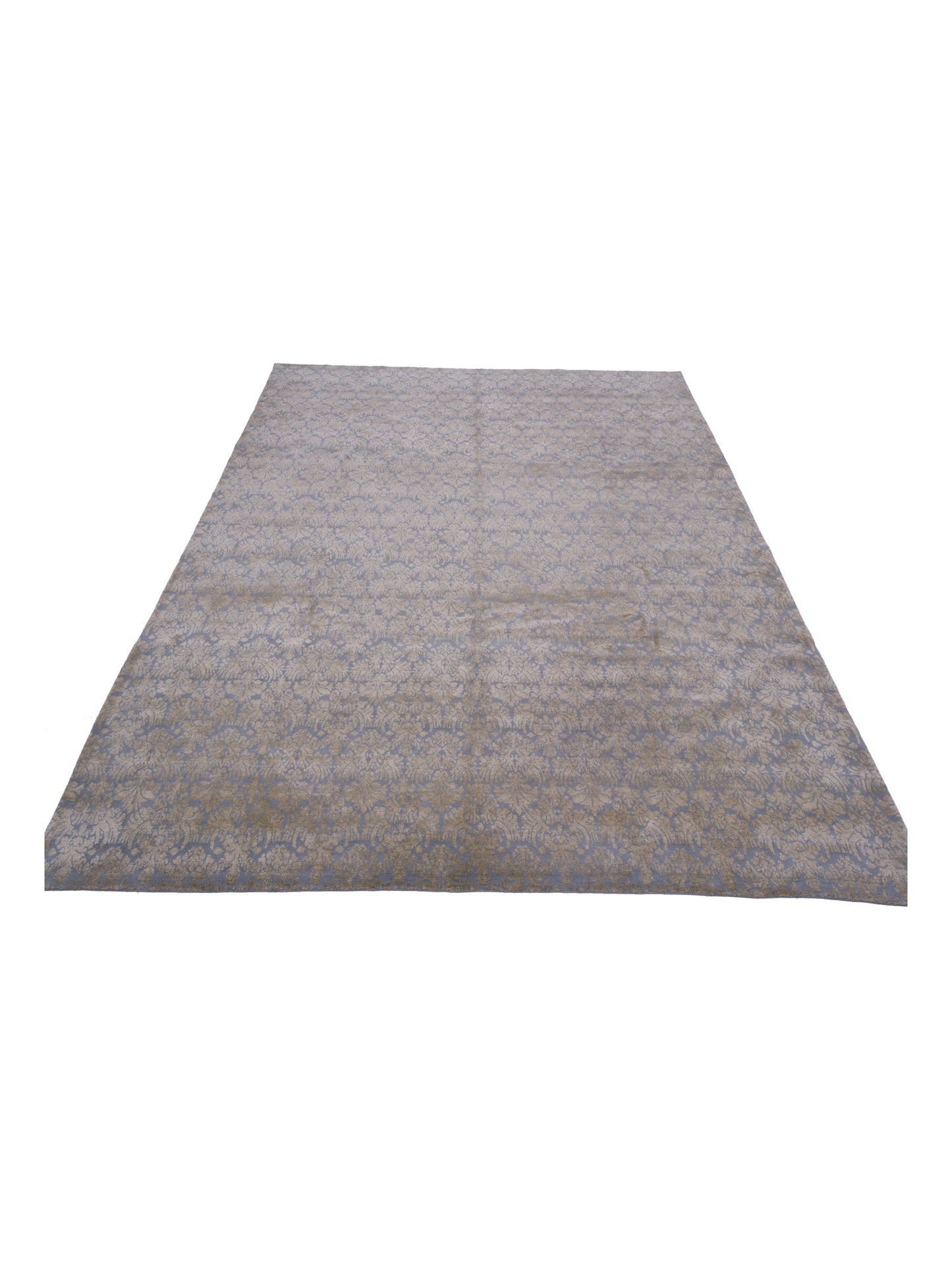 Silkara Blue Gold 9x12 Hand Knotted Rug